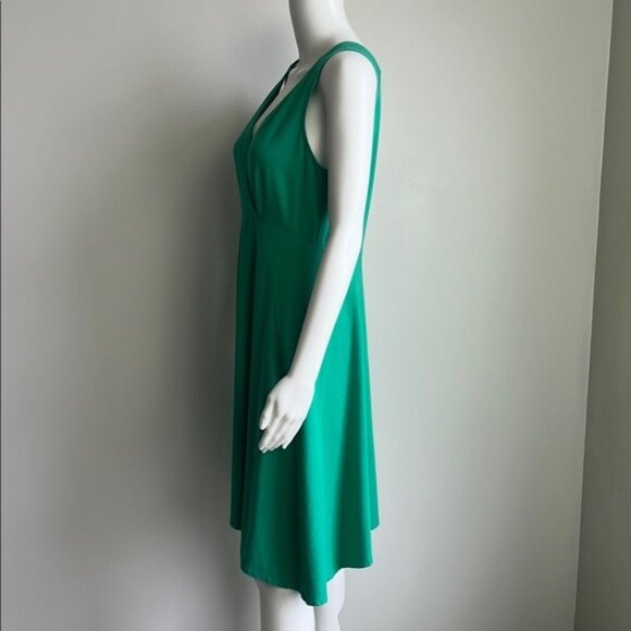 Eileen Fisher V Neck Knee Length Sleeveless Dress in Green Size S - Picture 3 of 7